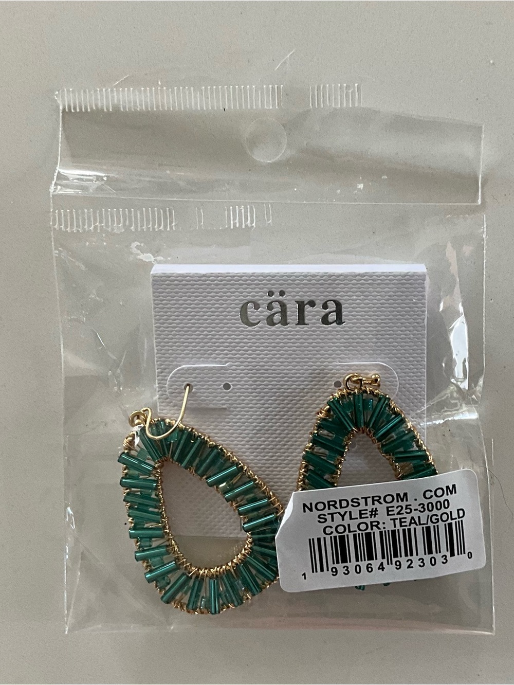 Cara Teal Hoop Drop Beaded Earrings — NWT